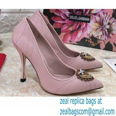 Dolce & Gabbana Heel 10.5cm Quilted Leather Devotion Pumps Light Pink 2021